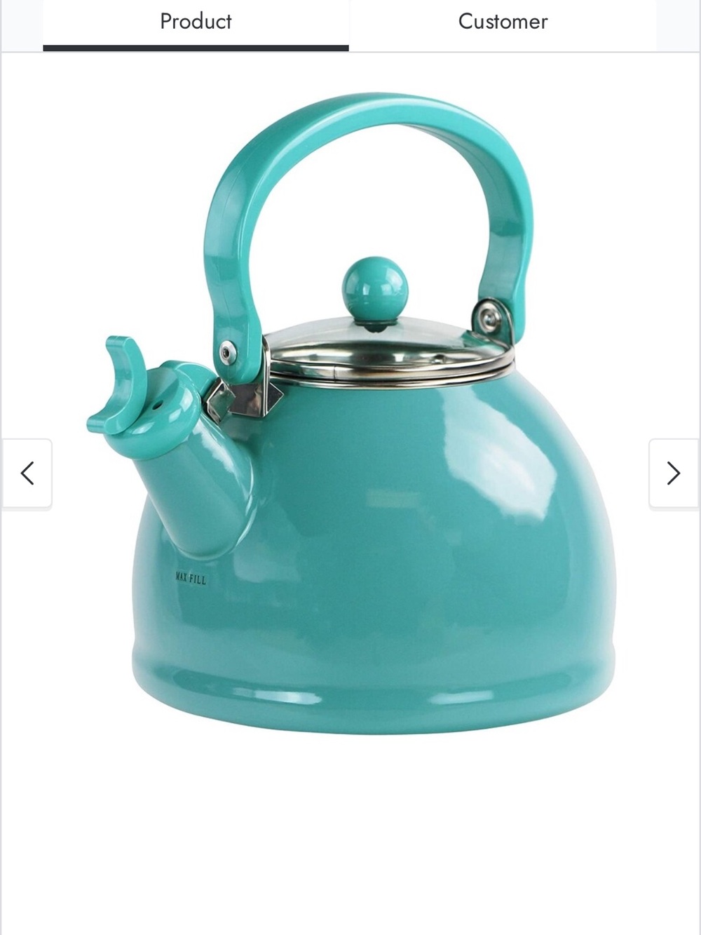 Enamel Turquoise Whistling Tea Kettle with Comfort Handle